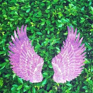 Purple Iridescent Sequin Iron-on Angel Wings